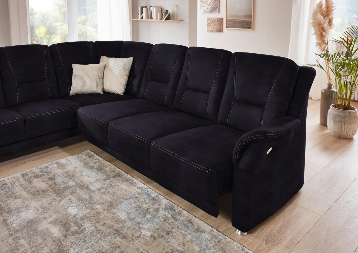 ECKSOFA in Mikrofaser Schwarz  223/275 cm  - Beige/Alufarben, KONVENTIONELL, Textil/Metall (223/275cm) - Beldomo Comfort
