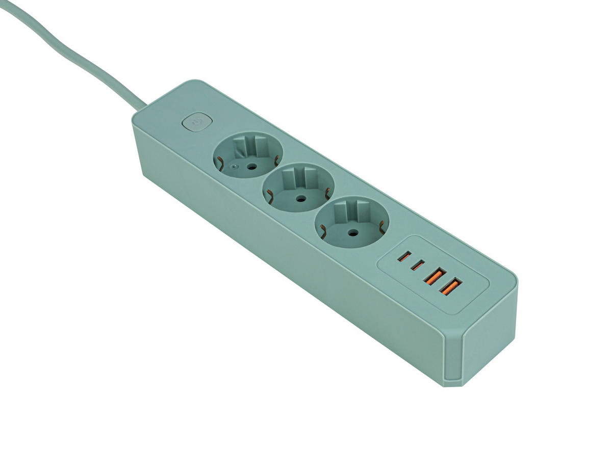 STECKDOSENLEISTE - Mintgrün, Basics, Kunststoff/Metall (24/5,5/4cm) - Mican