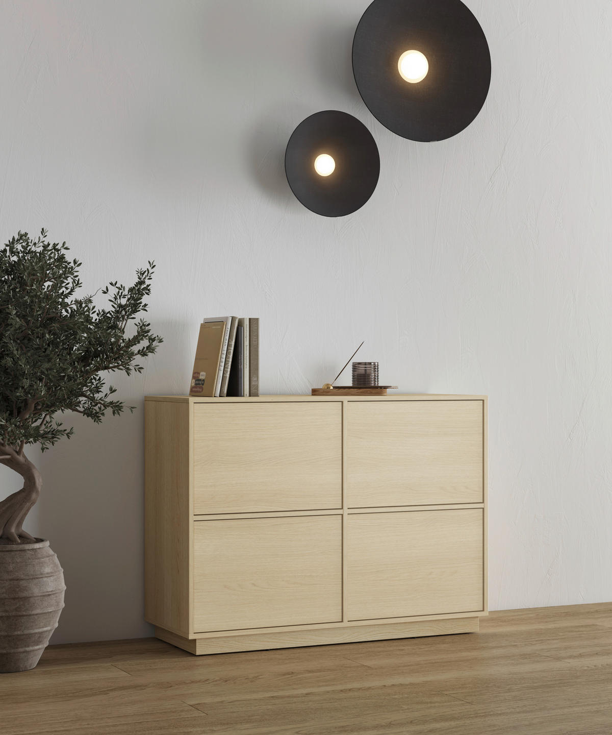 SIDEBOARD Japandi  in 111/82,5/41,5 cm  - Eichefarben, Design, Holzwerkstoff (111/82,5/41,5cm) - MID.YOU