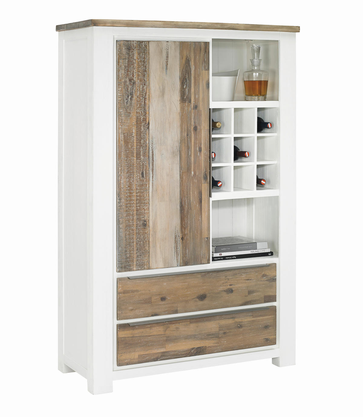 VISOKA KOMODA   105/160/45 cm   bijela, boje bagrema  - bijela/boje bagrema, Lifestyle, drvni materijal/metal (105/160/45cm) - Landscape