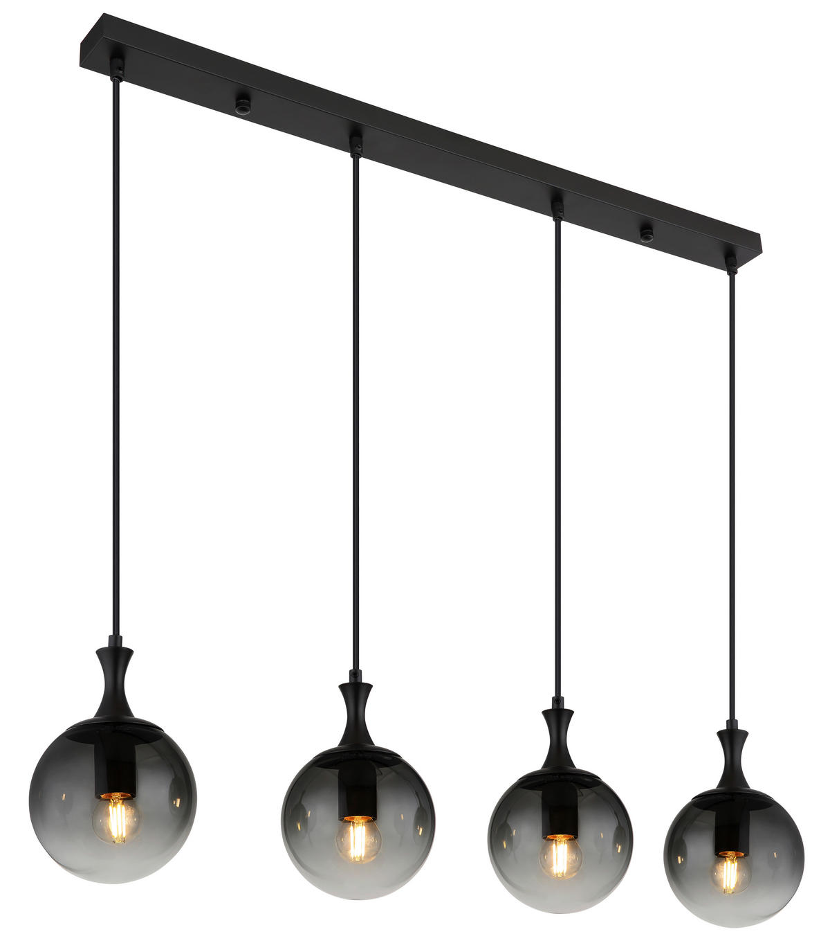HÄNGELEUCHTE 90/15/130 cm    - Schwarz, Design, Glas/Kunststoff (90/15/130cm) - Globo