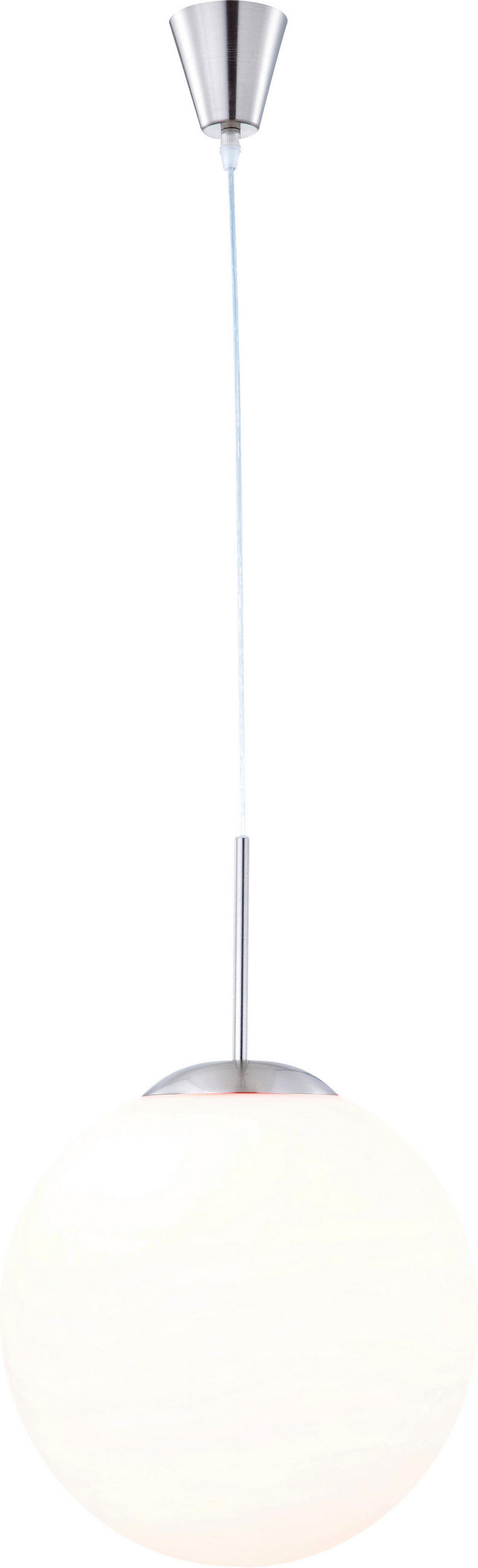 HÄNGELEUCHTE 30/180 cm  - Opal/Nickelfarben, Basics, Glas/Metall (30/180cm) - Globo