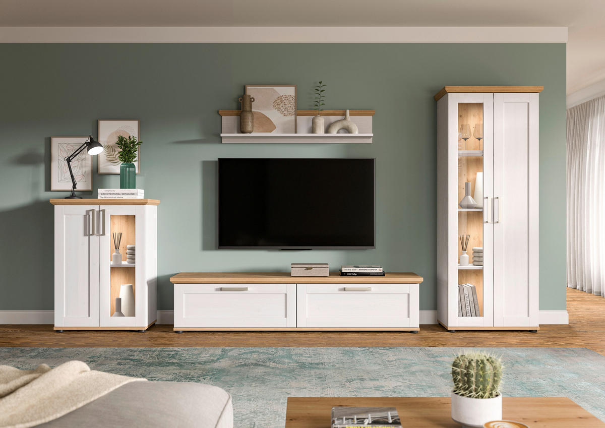 WOHNWAND 4-teilig  in Lärchefarben, Eiche Artisan  316/161/40 cm  - Silberfarben/Lärchefarben, Design, Holzwerkstoff/Kunststoff (316/161/40cm) - Livetastic