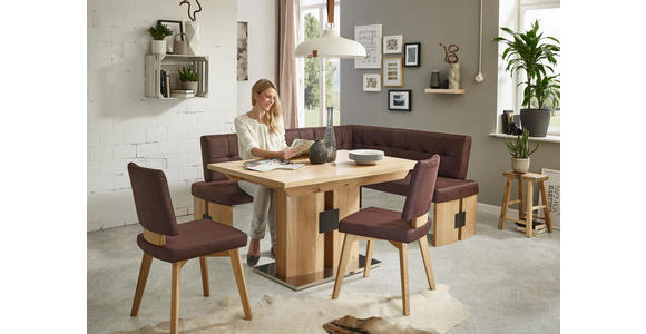 STUHL beflockt Wildeiche massiv Dunkelbraun, Eichefarben - Eichefarben/Dunkelbraun, KONVENTIONELL, Holz/Textil (48/88/49cm) - Dieter Knoll