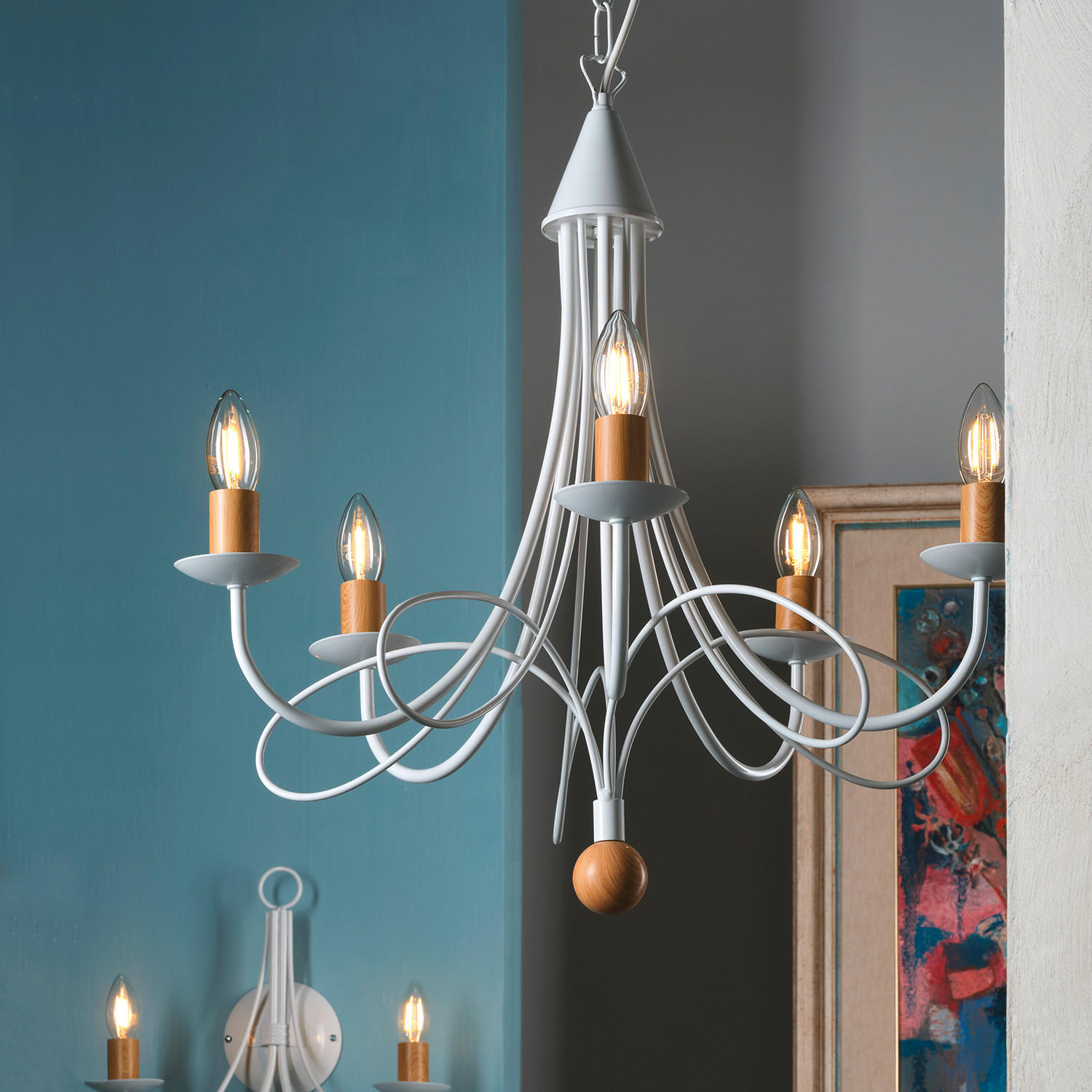 KRONLEUCHTER 5099 MILVIA 60/60/110 cm   - Braun/Weiß, KONVENTIONELL, Metall (60/60/110cm)
