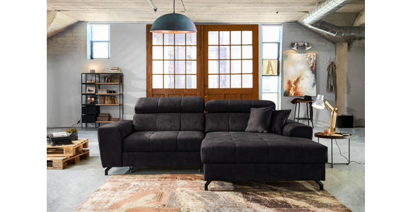 ECKSOFA in Velours Graphitfarben  - Schwarz/Graphitfarben, Design, Textil/Metall (267/181cm) - Carryhome