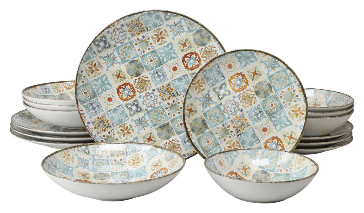 TAFELSERVICE Multicolor Mosaik 16-teilig  - Multicolor, Basics, Keramik - Creatable