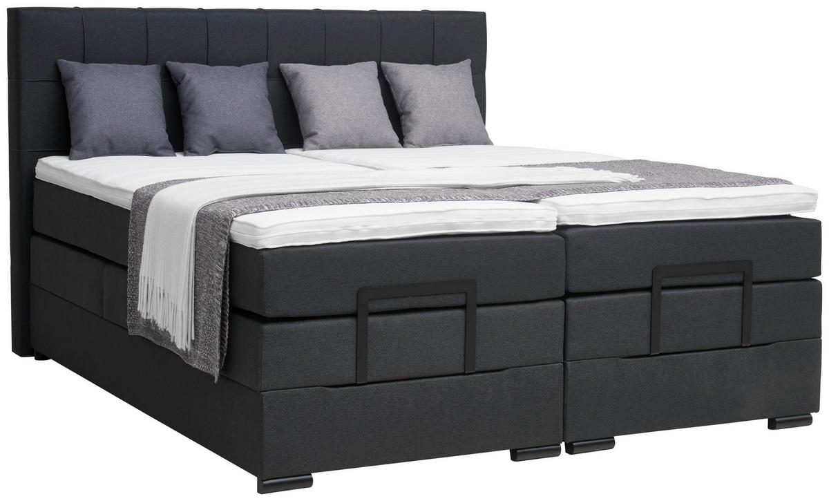 BOXSPRINGBETT 180/200 cm  in Anthrazit  - Anthrazit/Schwarz, Konventionell, Holz/Holzwerkstoff (180/200cm) - Moderano