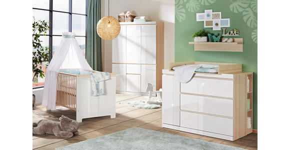 GITTERBETT Antonia - Eschefarben/Hellgrau, Design, Holzwerkstoff (143/83/78cm) - My Baby Lou