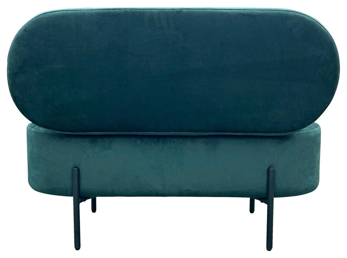 SITZBANK 95/42/38 cm Samt Schwarz, Dunkelgrün  - Dunkelgrün/Schwarz, Design, Textil/Metall (95/42/38cm) - MID.YOU