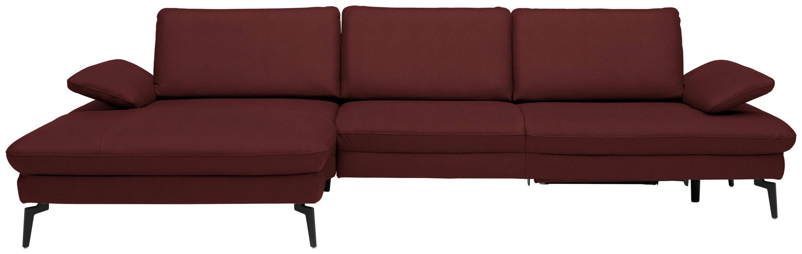 ECKSOFA in Echtleder Rot  - Rot/Schwarz, Design, Leder/Metall (157/325cm) - Dieter Knoll