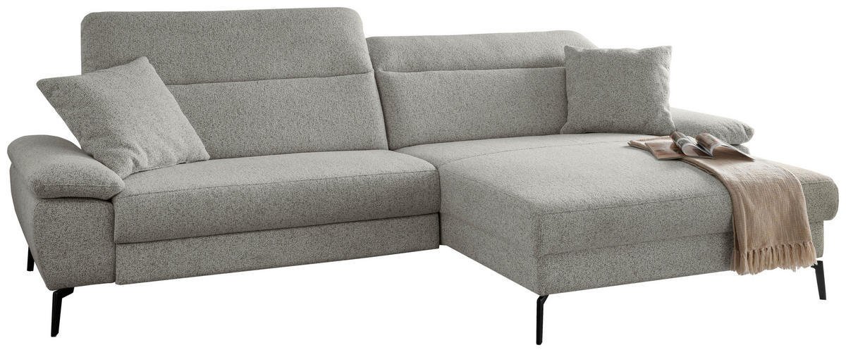 ECKSOFA Struktur Beige  - Beige/Schwarz, Konventionell, Textil/Metall (300/178cm) - Livetastic