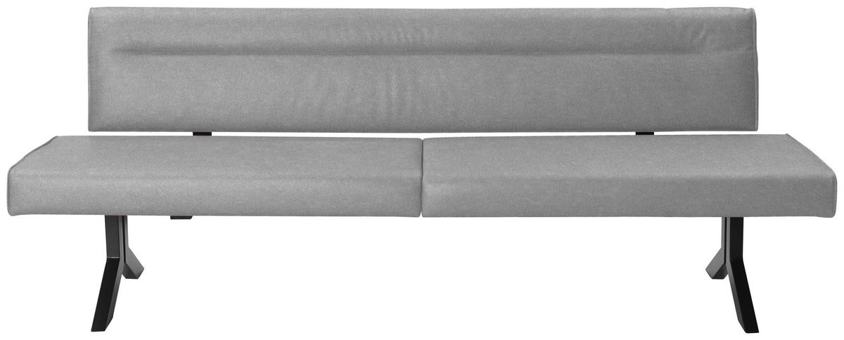 SITZBANK 220/87/70-86 cm Lederlook (vegan) Hellgrau  - Hellgrau/Schwarz, KONVENTIONELL, Textil/Metall (220/87/70-86cm) - Moderano