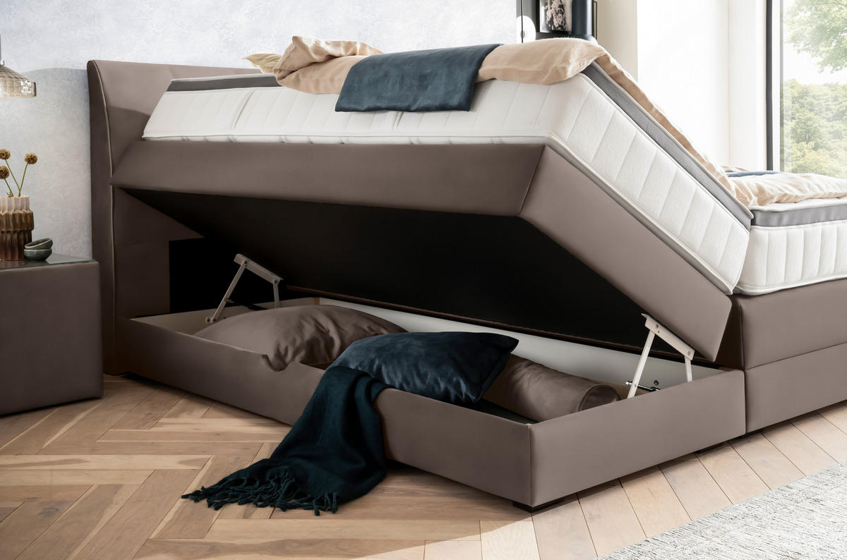 BOXSPRINGBETT 180/200 cm  in Mokka  - Wengefarben/Mokka, KONVENTIONELL, Holz/Textil (180/200cm) - Novel