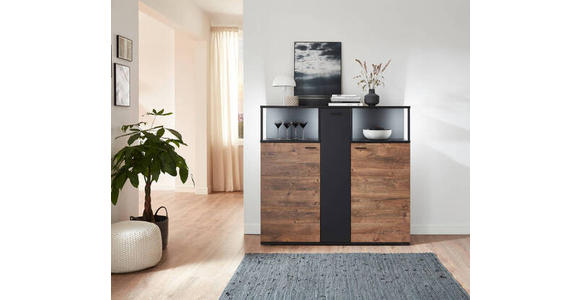 HIGHBOARD 150/140/44 cm  - Dunkelgrau/Eichefarben, KONVENTIONELL, Holzwerkstoff/Kunststoff (150/140/44cm) - Cantus