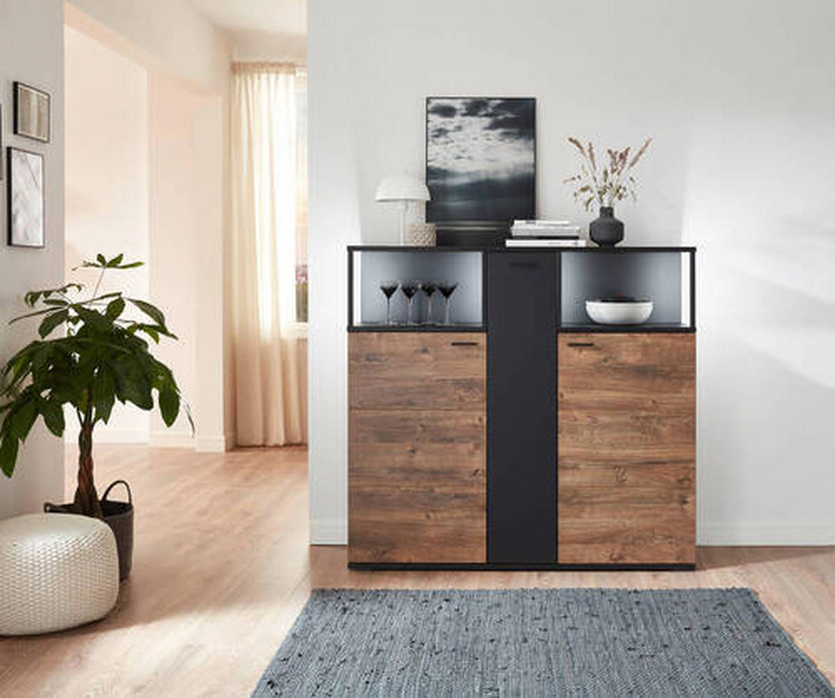 HIGHBOARD Eichefarben, Dunkelgrau  150/140/44 cm  - Dunkelgrau/Eichefarben, KONVENTIONELL, Holzwerkstoff/Kunststoff (150/140/44cm) - Cantus