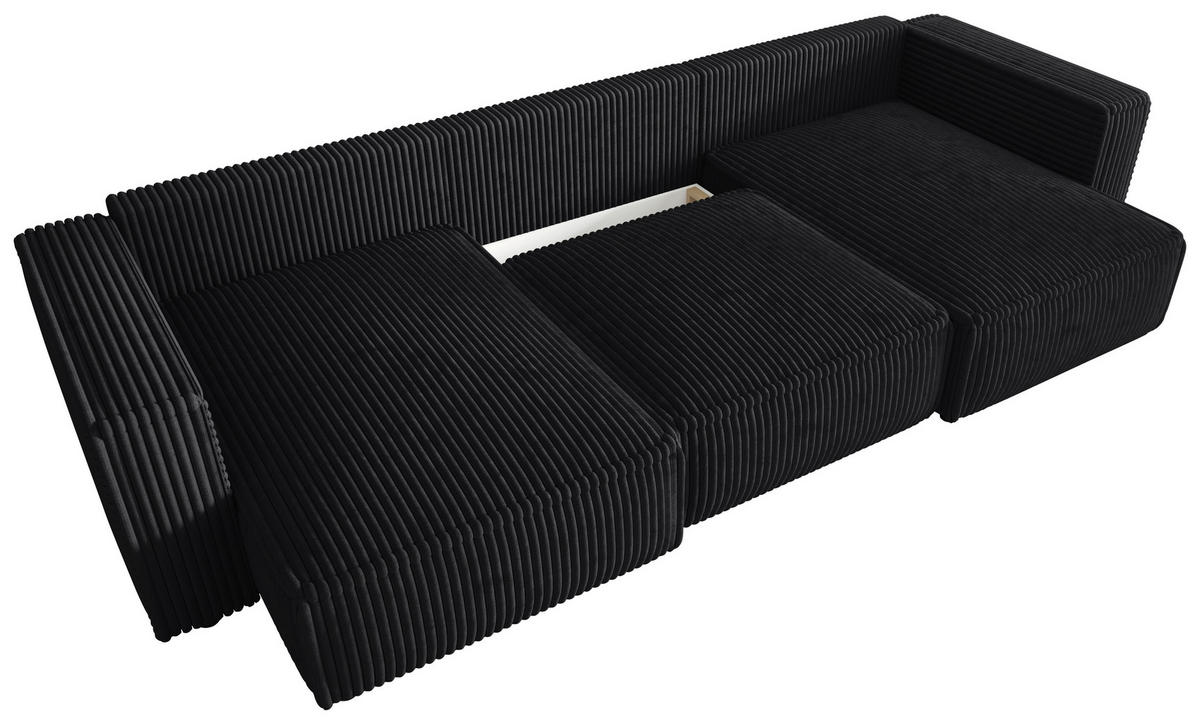 WOHNLANDSCHAFT Anthrazit Cord  - Anthrazit/Schwarz, MODERN, Kunststoff/Textil (153/350/153cm) - Xora