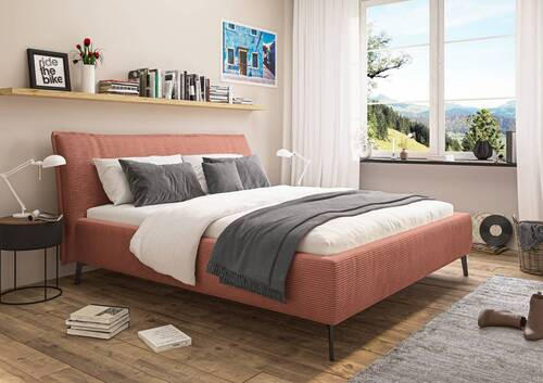 POLSTERBETT 180/200 cm  in Rostfarben  - Rostfarben/Schwarz, Design, Textil/Metall (180/200cm) - Lomoco