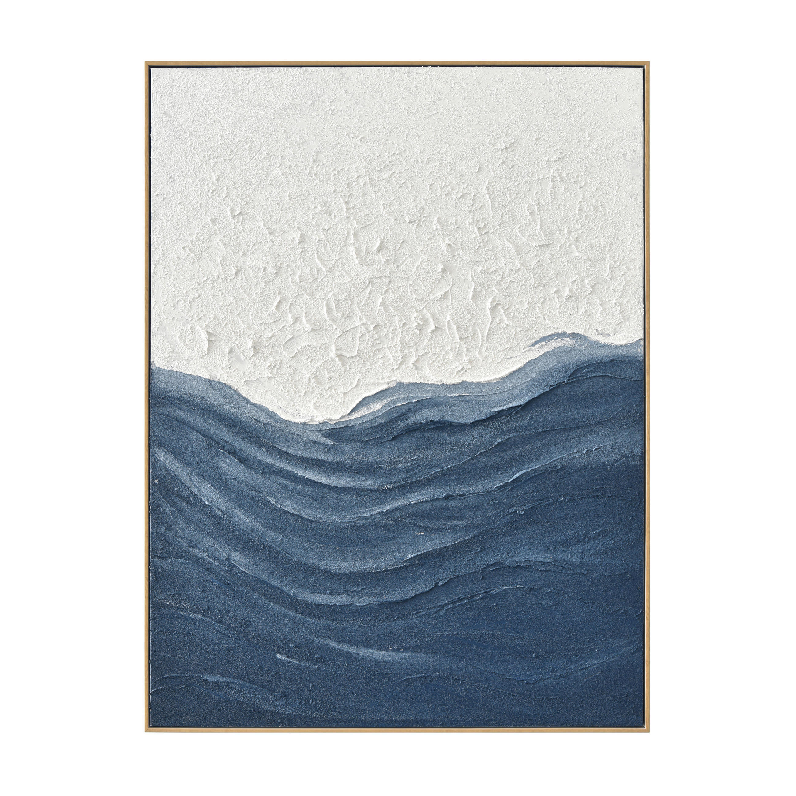 OLEJOMAĽBA, abstraktné, 90/120 cm  - modrá/biela, Design, drevo/textil (90/120cm) - Monee