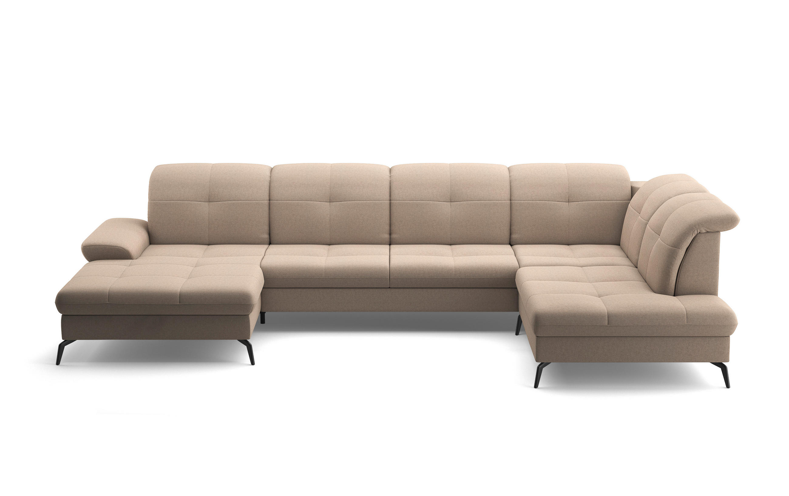 WOHNLANDSCHAFT Taupe Flachgewebe  - Taupe/Schwarz, KONVENTIONELL, Textil/Metall (185/357/231cm) - Sit & More