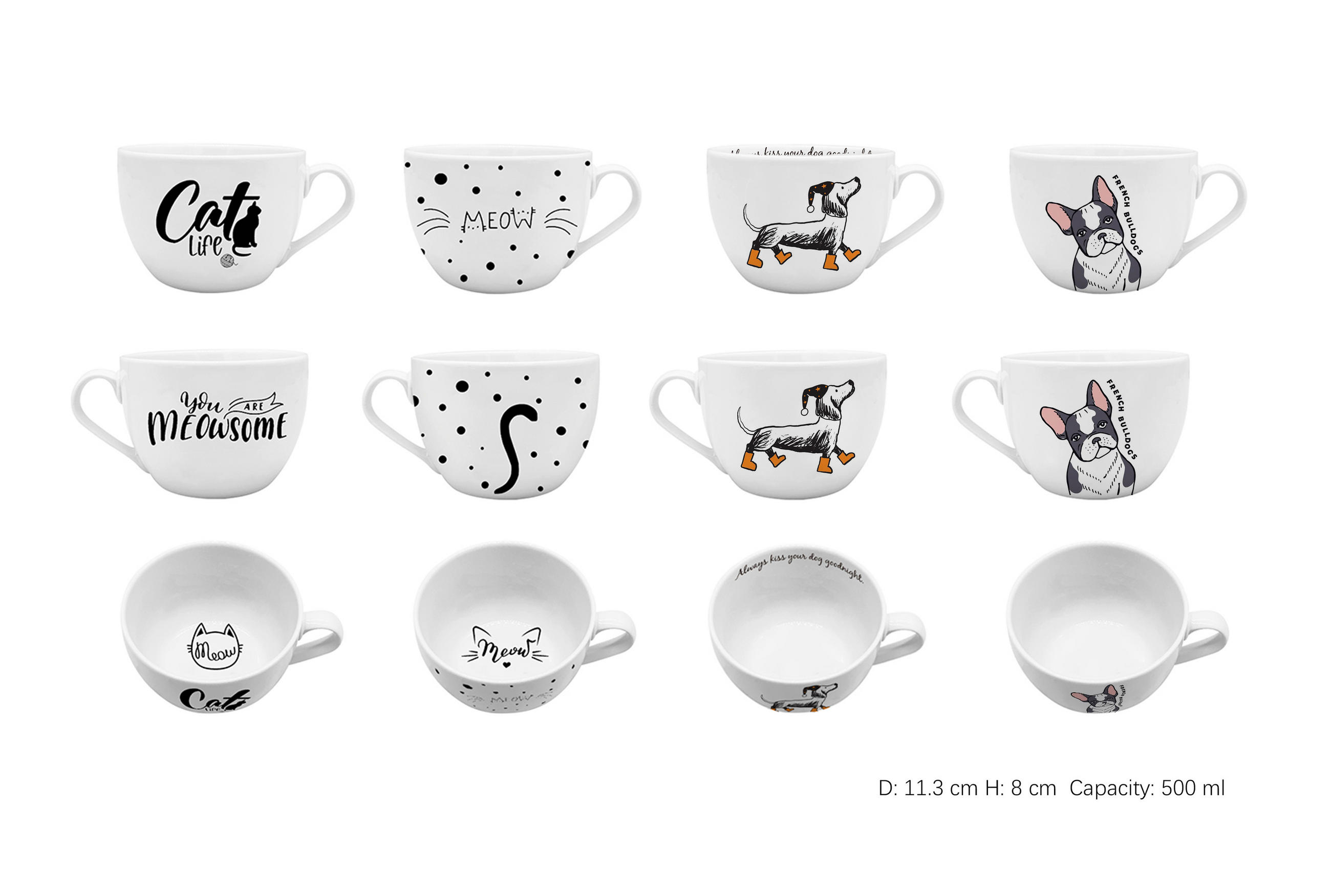 POHÁR  - fekete/fehér, Lifestyle, kerámia (0,5l)