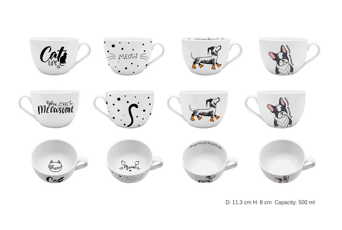 POHÁR  - fekete/fehér, Lifestyle, kerámia (0,5l)