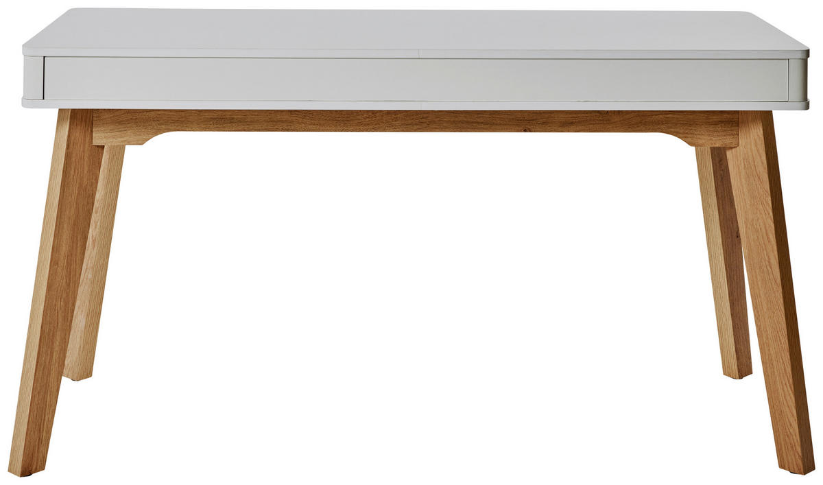 ÍRÓASZTAL  - ezüst/tölgyfa, Modern, faalapú anyag/fém (140/59/76cm) - Novel