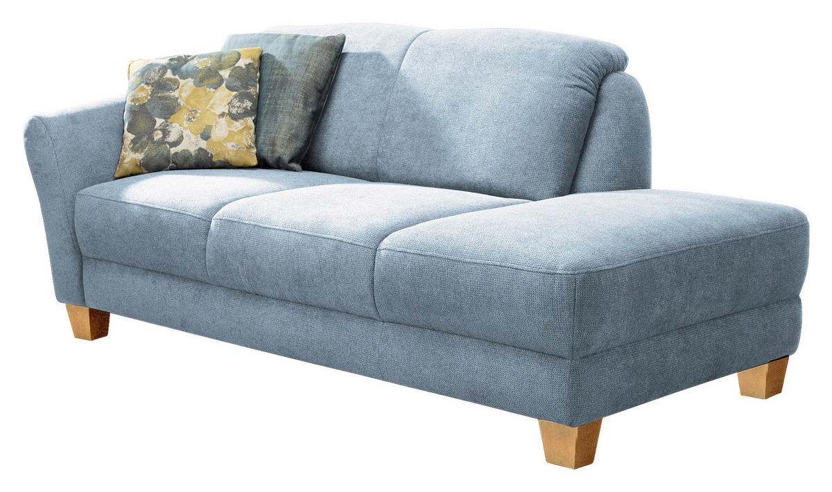 RÉCAMIERE in Flachgewebe Hellblau  - Naturfarben/Hellblau, Konventionell, Holz/Textil (194/84/91cm) - Sit & More