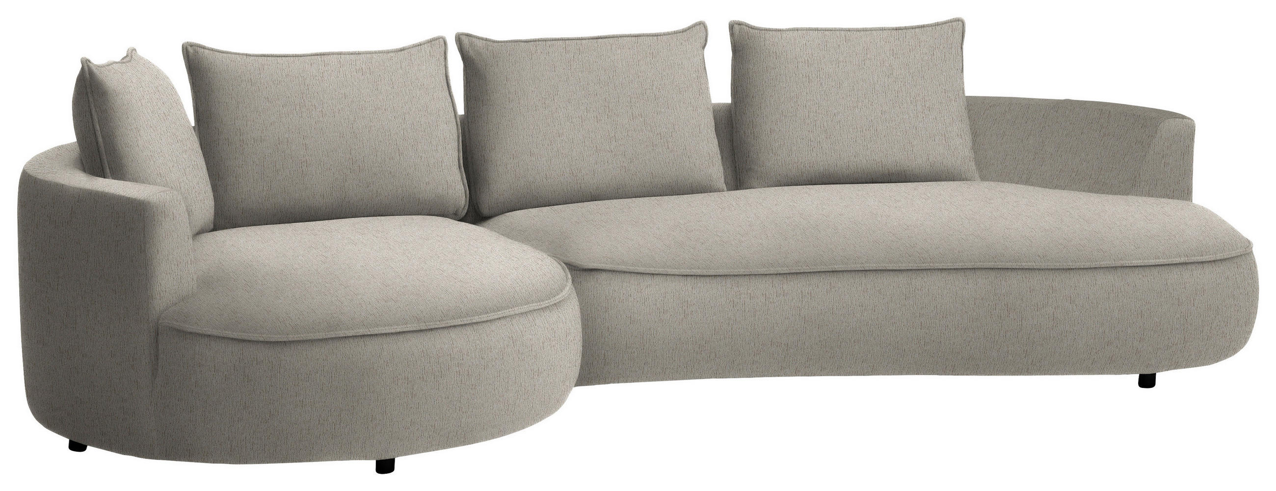 BIGSOFA Chenille Greige  - Greige/Schwarz, Design, Kunststoff/Textil (154/82/322cm) - home24