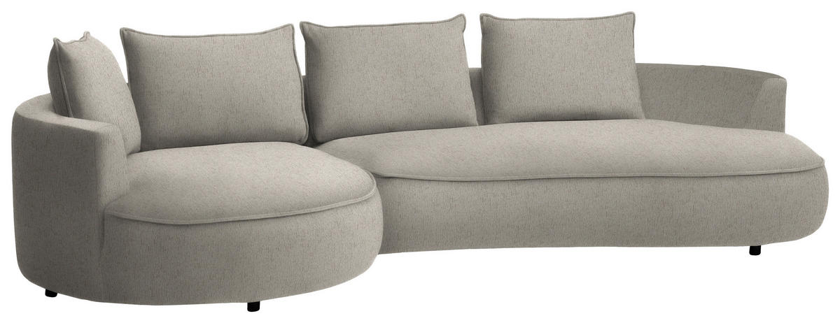 BIGSOFA in Chenille Greige  - Greige/Schwarz, Design, Kunststoff/Textil (154/82/322cm) - home24
