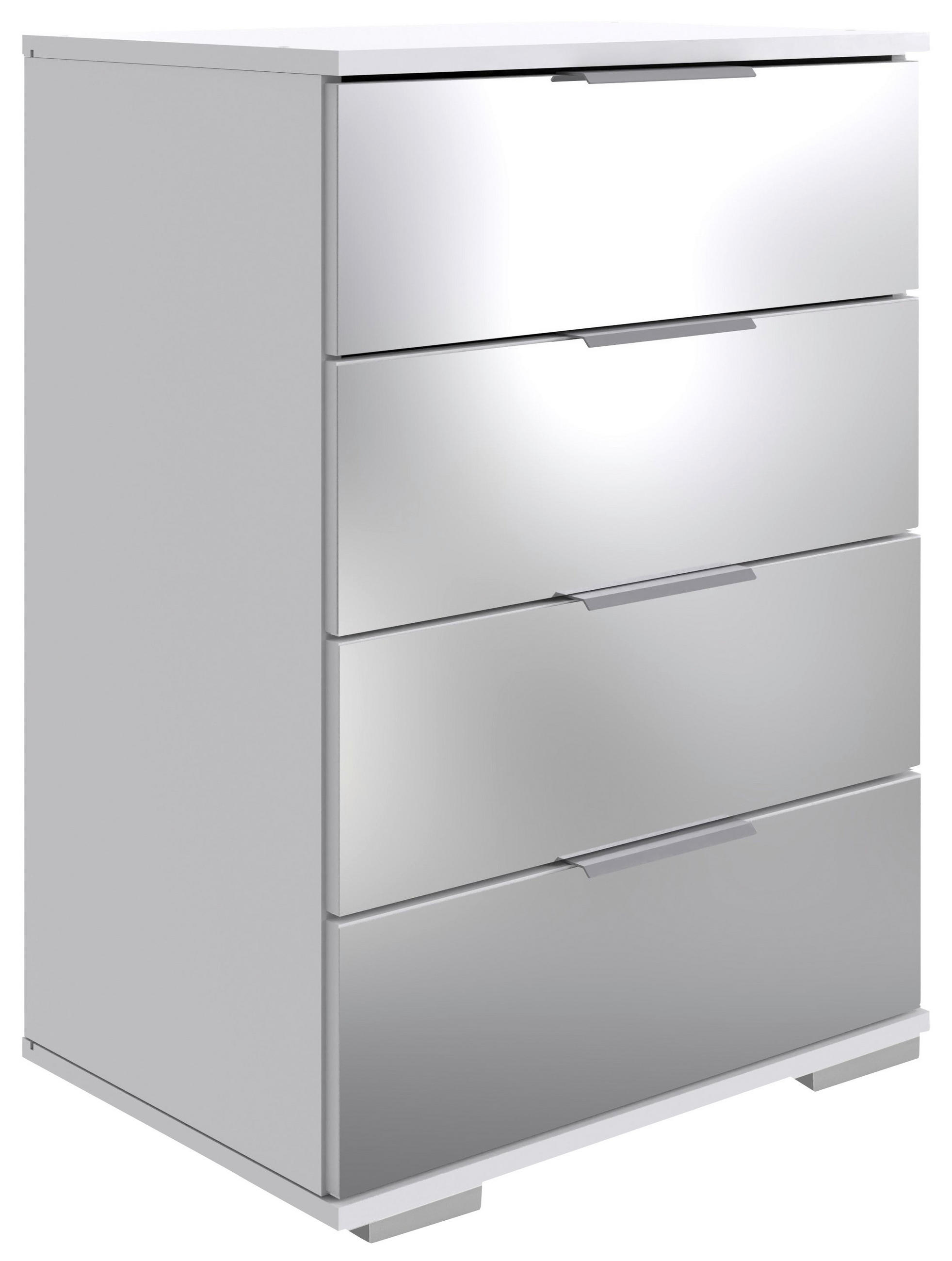 NACHTSCHRANK 52/74/38 cm  - Alufarben/Weiß, Design, Glas/Holzwerkstoff (52/74/38cm) - Livetastic