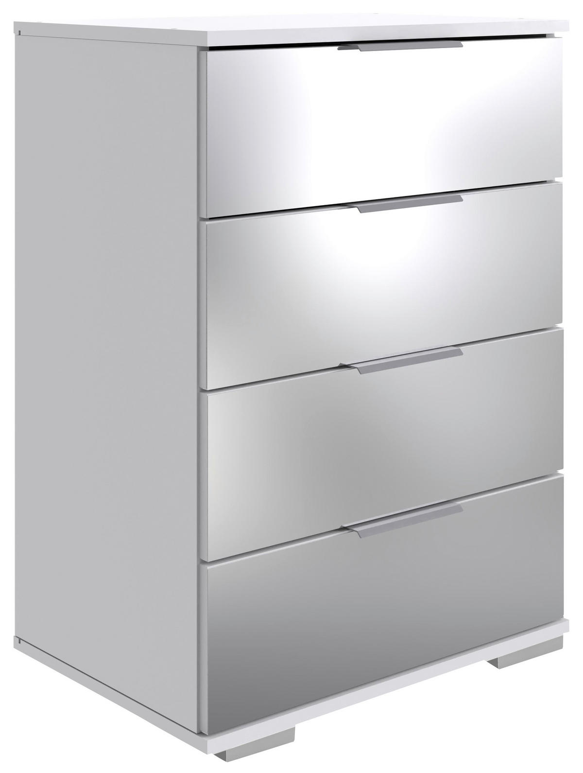 NACHTKÄSTCHEN 52/74/38 cm  in Weiß  - Alufarben/Weiß, Design, Glas/Holzwerkstoff (52/74/38cm) - Carryhome