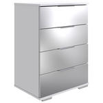 NACHTKÄSTCHEN 52/74/38 cm  in Weiß  - Alufarben/Weiß, Design, Glas/Holzwerkstoff (52/74/38cm) - Carryhome