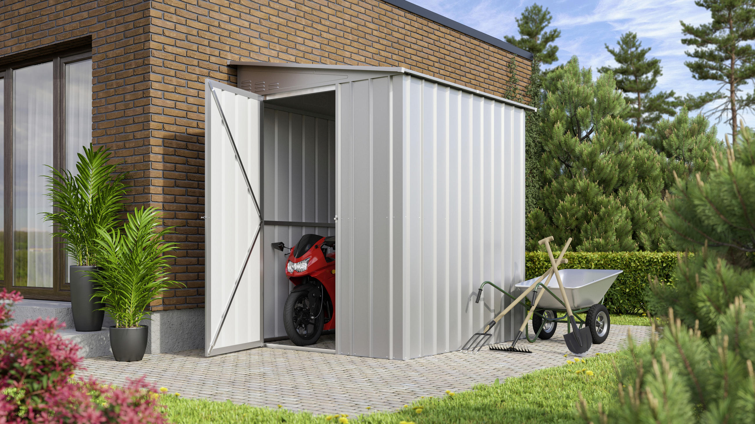 GERÄTEHAUS 155/203/180 cm  - Silberfarben, Basics, Metall (155/203/180cm)