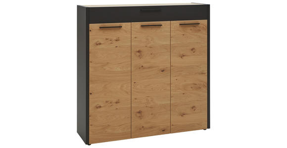 SCHUHSCHRANK 127/126/37 cm - Eichefarben/Schwarz, Design, Holz/Metall (127/126/37cm) - Dieter Knoll