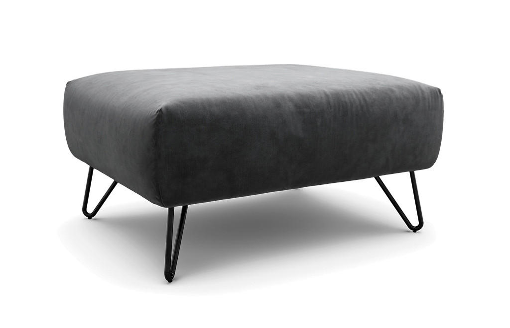 HOCKER Samt Anthrazit  - Anthrazit/Schwarz, Design, Textil/Metall (90/70/46cm) - SENSOO