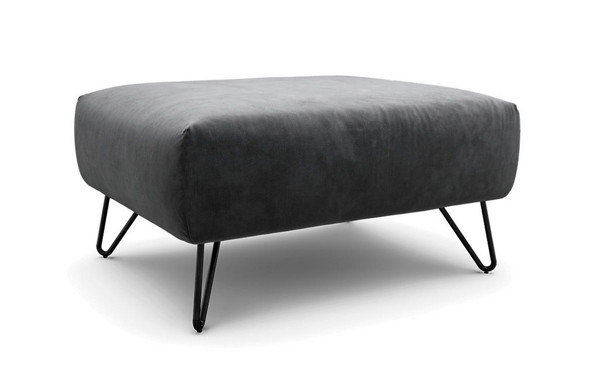 HOCKER Samt Anthrazit  - Anthrazit/Schwarz, Design, Textil/Metall (90/70/46cm) - SENSOO