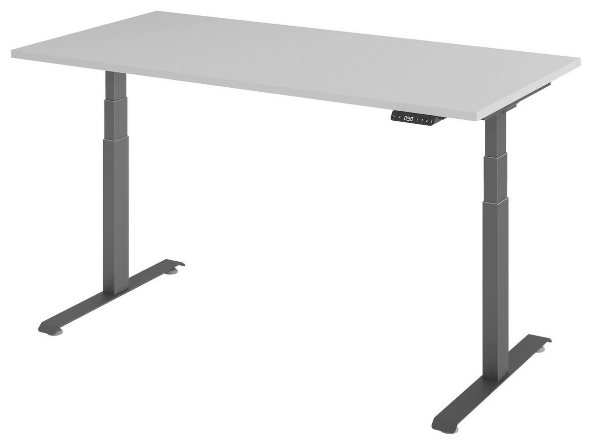 SCHREIBTISCH 160/80/64,5-129,5 cm  in Graphitfarben, Grau  - Graphitfarben/Grau, KONVENTIONELL, Holzwerkstoff/Metall (160/80/64,5-129,5cm) - Venda