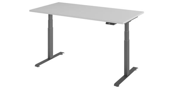 SCHREIBTISCH 160/80/64,5-129,5 cm Graphitfarben, Grau höhenverstellbar  - Graphitfarben/Grau, KONVENTIONELL, Holzwerkstoff/Metall (160/80/64,5-129,5cm) - Venda