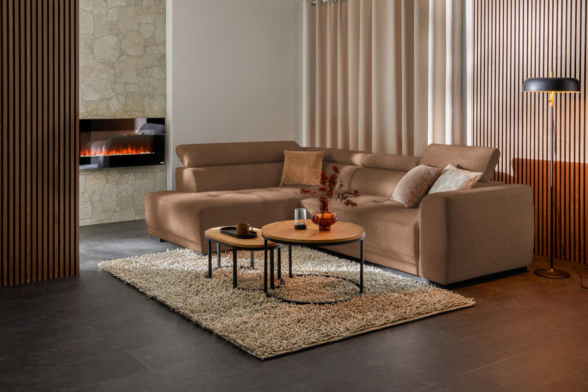 ECKSOFA in Struktur Rostfarben  - Rostfarben/Schwarz, Design, Kunststoff/Textil (205/284cm) - MID.YOU