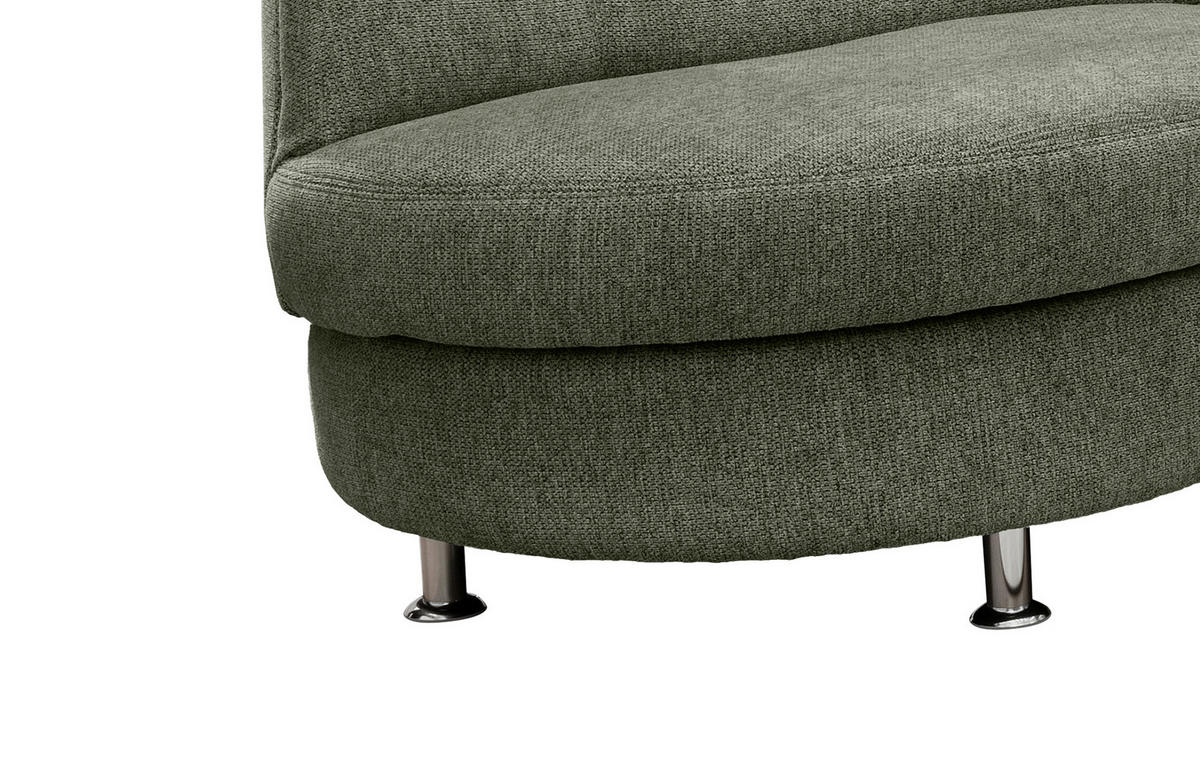 ECKSOFA in Chenille Dunkelgrün  - Chromfarben/Dunkelgrün, Modern, Textil/Metall (236/275cm) - Livetastic