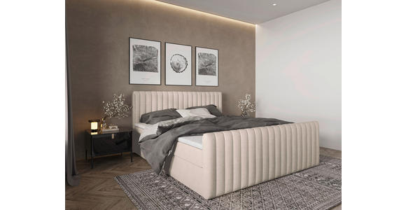 BOXBETT 180/200 cm  in Creme  - Creme/Schwarz, Basics, Kunststoff/Textil (180/200cm) - Carryhome