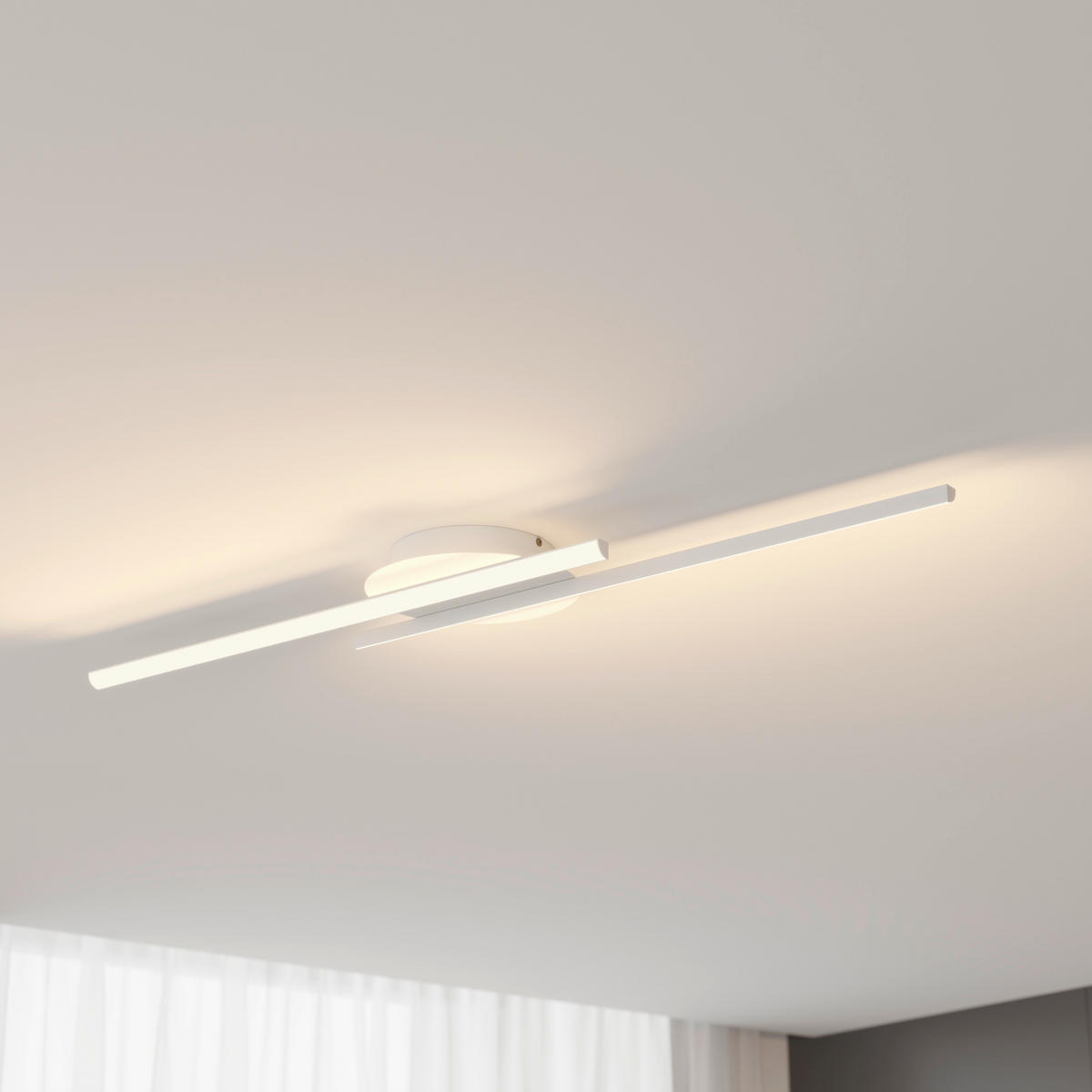 STROPNÍ LED SVÍTIDLO, 96/20/5,5 cm - bílá, Basics, kov/plast (96/20/5,5cm) - Novel