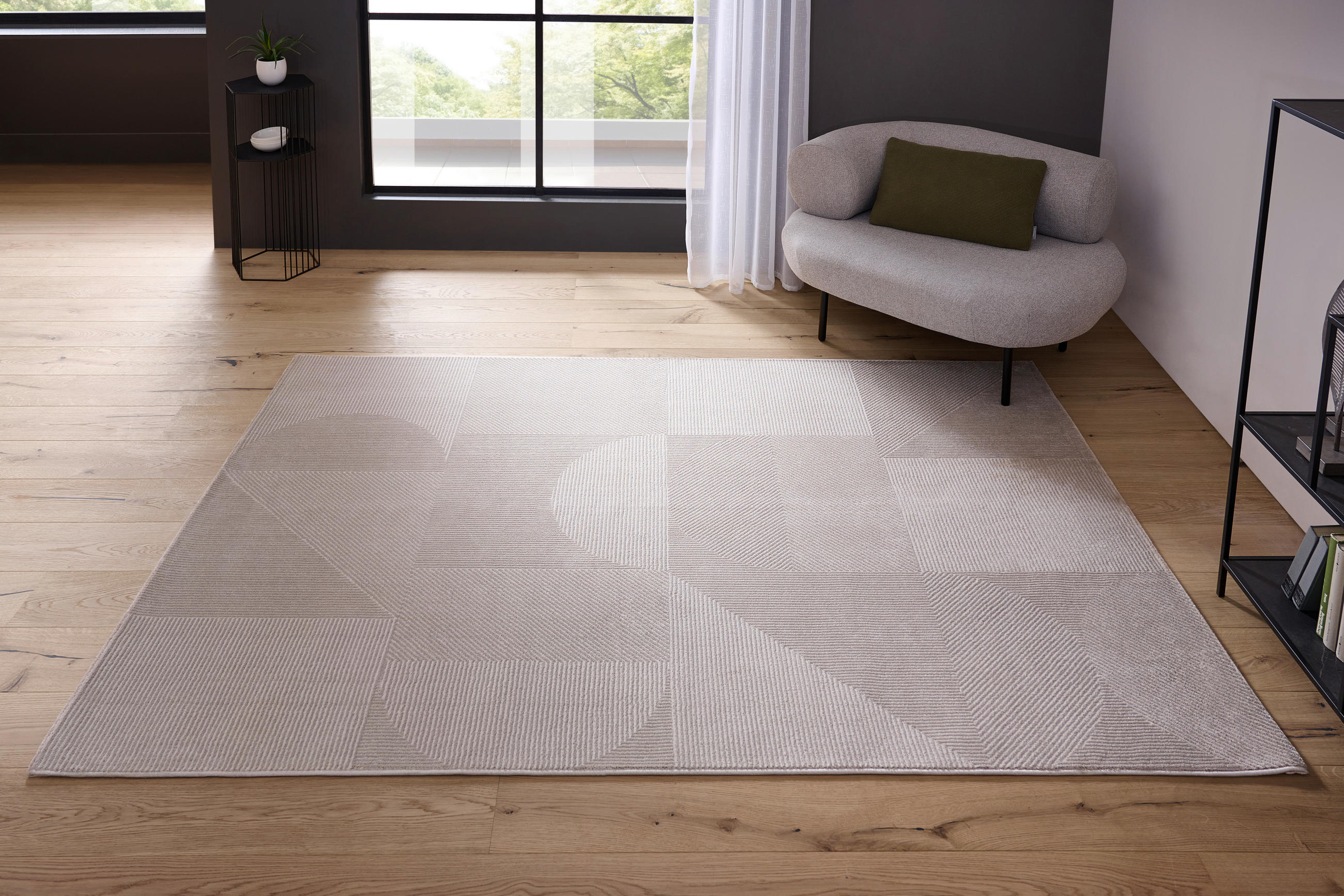 VÄVD MATTA 133/190 cm Columbia  - ljusgrå, Design, textil (133/190cm) - Novel