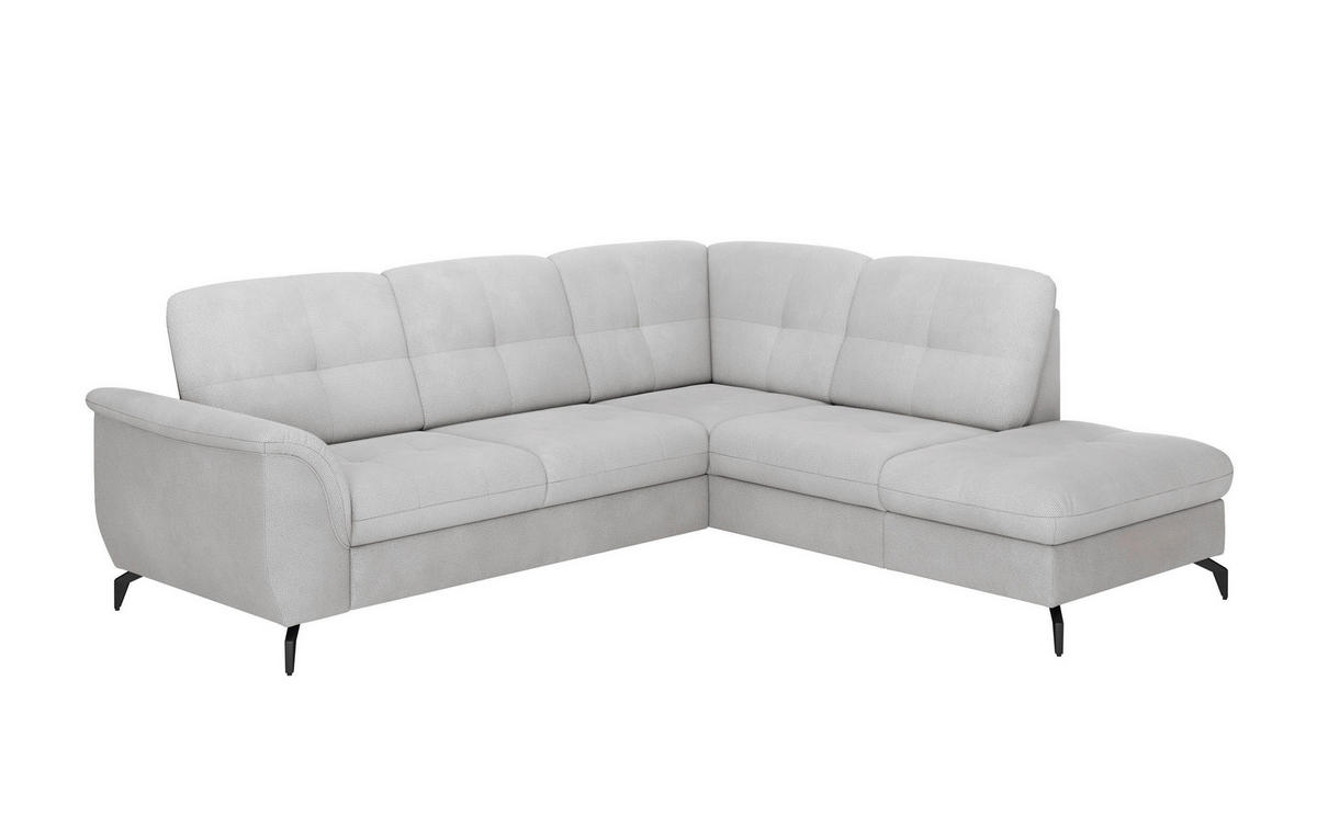 ECKSOFA ZORA E Silberfarben Flachgewebe  - Silberfarben/Schwarz, MODERN, Textil/Metall (244/212cm) - Sit & More