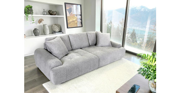 BIGSOFA Flachgewebe Grau  - Schwarz/Grau, KONVENTIONELL, Kunststoff/Textil (276/95/130cm) - Carryhome