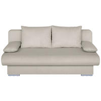 SCHLAFSOFA Cord Creme  inkl. Rückenkissen, Armlehnenkissen, Bettkasten, Schlaffunktion, Rücken echt, Stauraum, Liegefläche im Originalstoff  - Chromfarben/Creme, Design, Kunststoff/Textil (193/85/86cm) - P & B