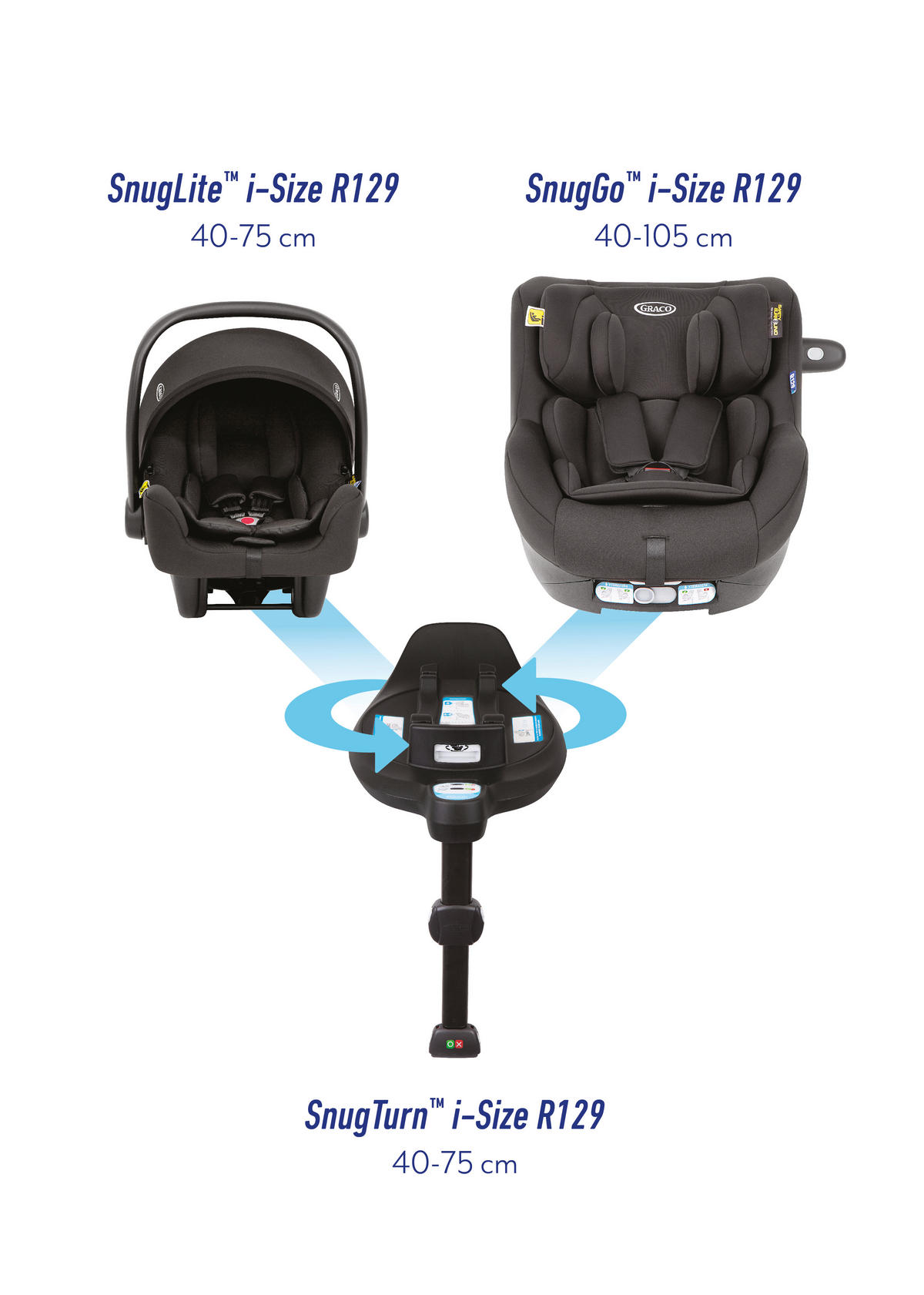 KINDERSITZ-SET Snug Turn Bundle Midnight   - Schwarz, Basics, Kunststoff/Textil (66/43/58cm) - Graco