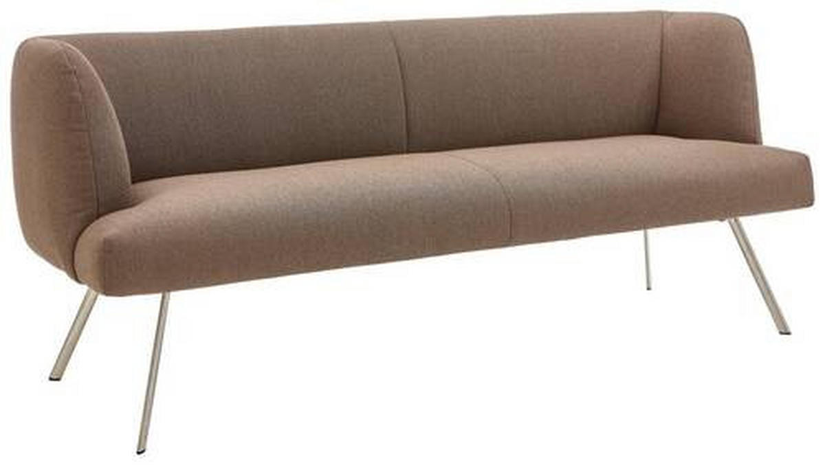 SITZBANK 200/87/64 cm Braun, Edelstahlfarben  - Edelstahlfarben/Braun, Design, Textil/Metall (200/87/64cm) - Venjakob