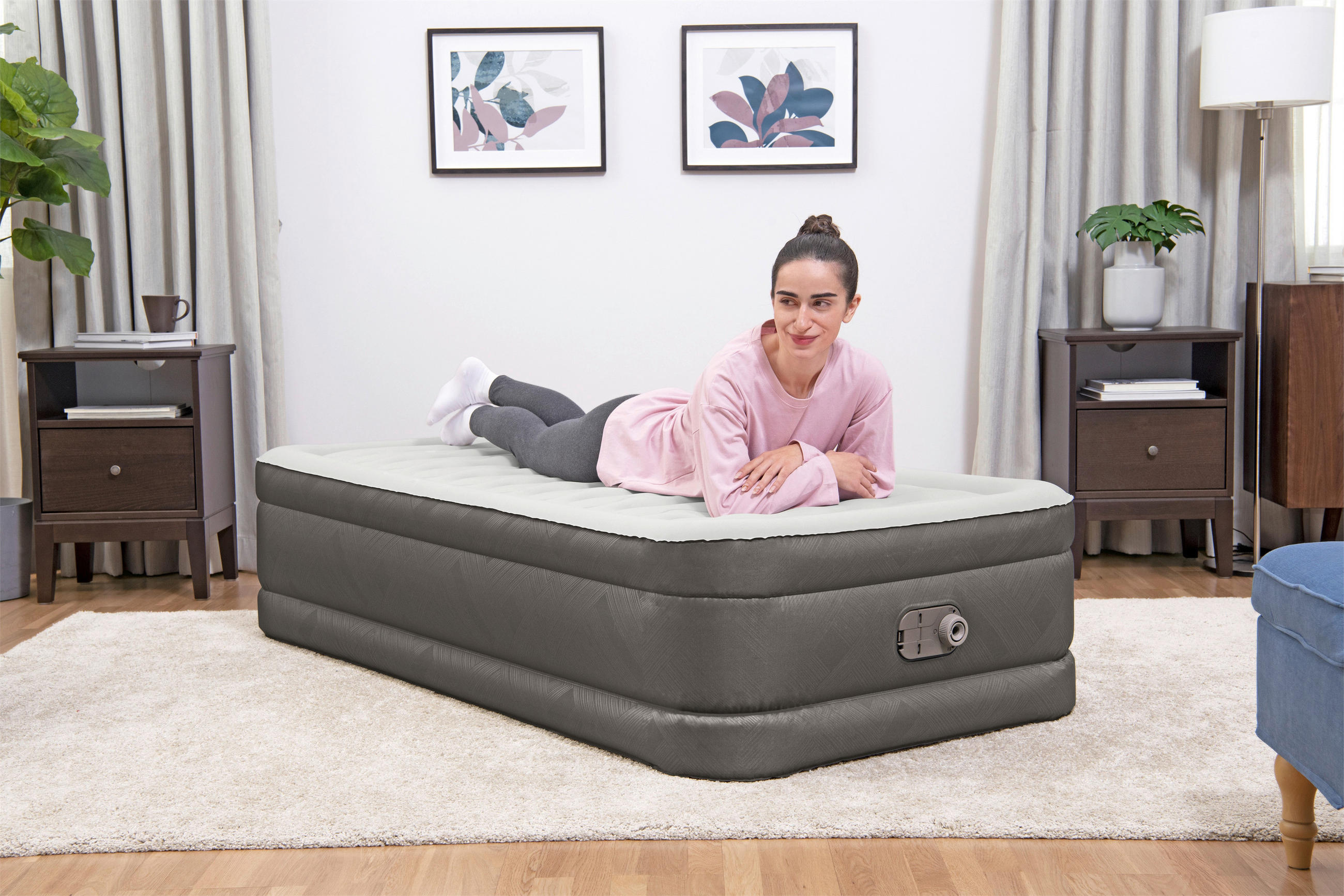 LUFTBETT FORTECH TWIN 69048 Grau, Dunkelgrau  - Dunkelgrau/Grau, KONVENTIONELL, Kunststoff (191/97/46cm) - Bestway